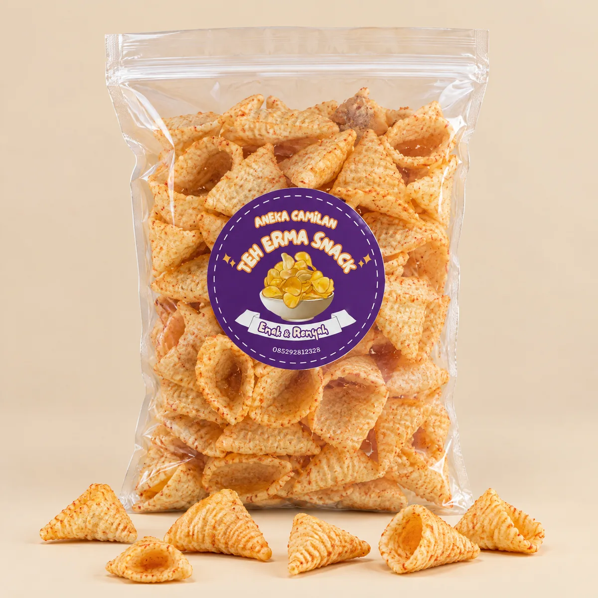 Snack Kondang Balado, kemasan kantong zip Teh Erma Snack
